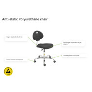 Comfort ESD polyurethane chair, seat height adjustment range: 530 – 710mm.